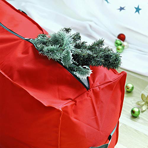 Vinsani® Christmas Xmas Tree Decoration Lights Presents Gift Zip Up Sack Fabric Storage Bag Waterproof Décor Accesories Organiser (108 x 30 x 30 cm) - Red