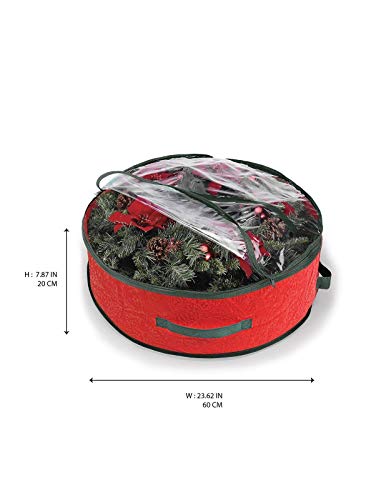 ADEPTNA Set of 2 Premium Christmas Wreath Storage Decoration Storage Bags Red – Clear Zipped Cover Enables to Easily Identify the Contents