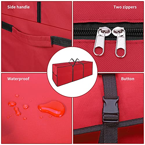 Vinsani® 9FT Christmas Tree Storage Bag Jumbo Waterproof Durable Zip Up Jumbo Sack Fabric Xmas Trees Storage Organiser Prevents Moisture & Dust (50 x 63 x 147 cm) – Red