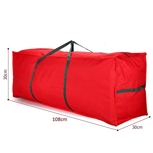 Vinsani® Christmas Xmas Tree Decoration Lights Presents Gift Zip Up Sack Fabric Storage Bag Waterproof Décor Accesories Organiser (108 x 30 x 30 cm) - Red