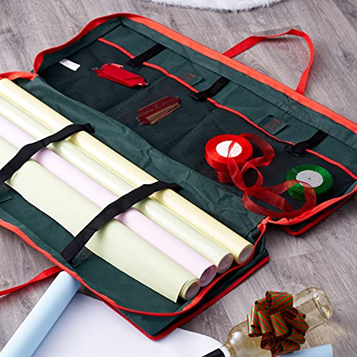 THE TWIDDLERS - Christmas Wrap Storage Bag for Xmas Gift Wrapping Paper Decoration Bows with Easy Carry Handles Space Saver Compartment Pockets - 82 x 34 x 13 cm