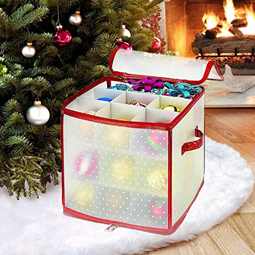 GEEZY Christmas Tree Zip Up Baubles Storage Box Sturdy Case with Carry Handle, Xmas Ornaments Storage (Baubles Storage Bag (L 33 x W 33 x H 33 cm))
