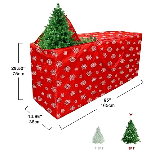 Christmas Tree Storage Bag Fits 9 FT.Tall Christmas Trees, Heavy Duty Xmas Tree Bag with Durable Handles & Zipper, Christmas Decoration Storage Waterproof Protects from Dust, Moisture