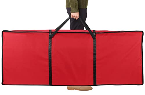 Vinsani® 9FT Christmas Tree Storage Bag Jumbo Waterproof Durable Zip Up Jumbo Sack Fabric Xmas Trees Storage Organiser Prevents Moisture & Dust (50 x 63 x 147 cm) – Red