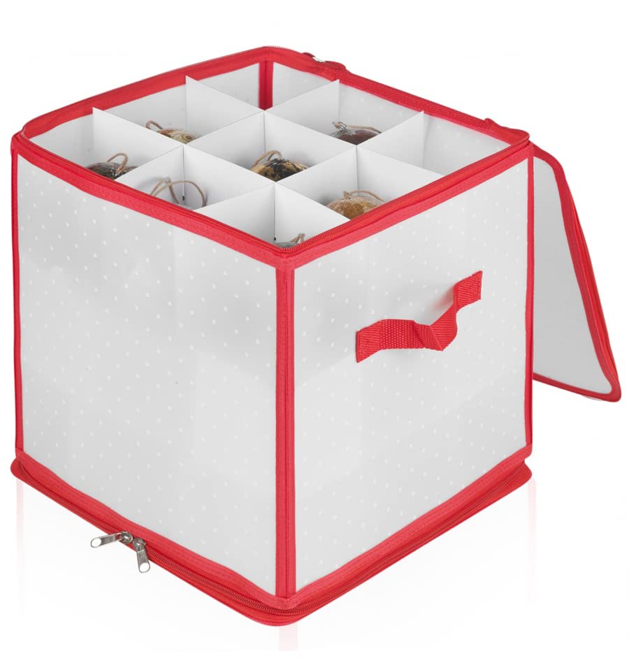 GEEZY Christmas Tree Zip Up Baubles Storage Box Sturdy Case with Carry Handle, Xmas Ornaments Storage (Baubles Storage Bag (L 33 x W 33 x H 33 cm))