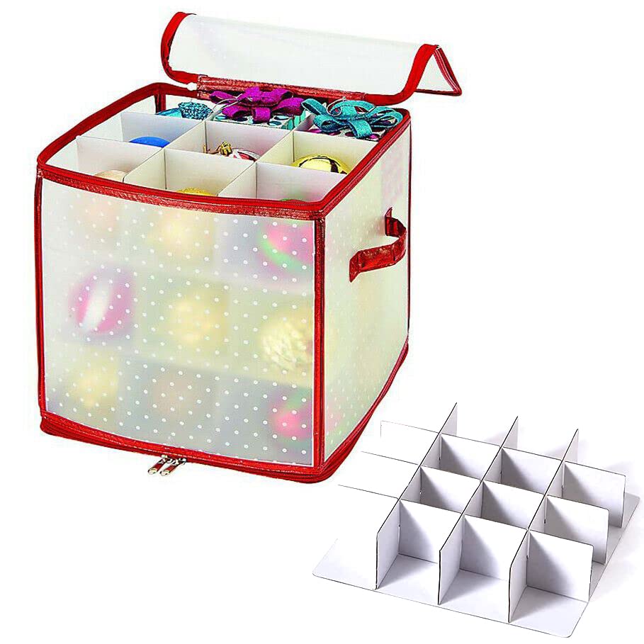 GEEZY Christmas Tree Zip Up Baubles Storage Box Sturdy Case with Carry Handle, Xmas Ornaments Storage (Baubles Storage Bag (L 33 x W 33 x H 33 cm))