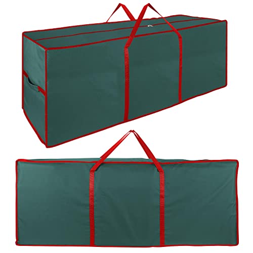 Vinsani® Christmas Xmas Tree Decoration Lights Presents Gift Zip Up Jumbo Sack Fabric Storage Bag Large Waterproof Décor Accesories Organiser (48 x 38 x 125 cm) - Green