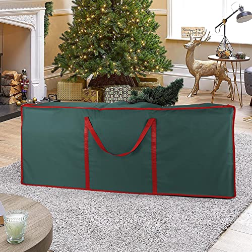 Vinsani® Christmas Xmas Tree Decoration Lights Presents Gift Zip Up Jumbo Sack Fabric Storage Bag Large Waterproof Décor Accesories Organiser (48 x 38 x 125 cm) - Green