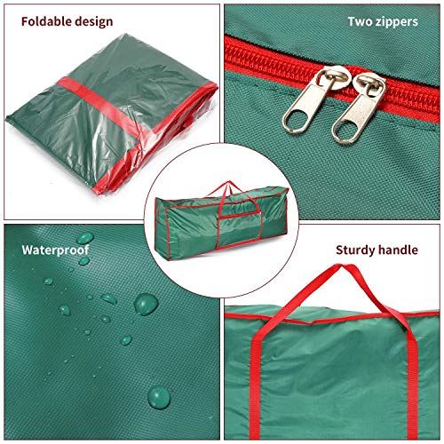 Vinsani® Christmas Xmas Tree Decoration Lights Presents Gift Zip Up Sack Fabric Storage Bag Waterproof Décor Accessories Organiser (125 x 30 x 50 cm) - Green