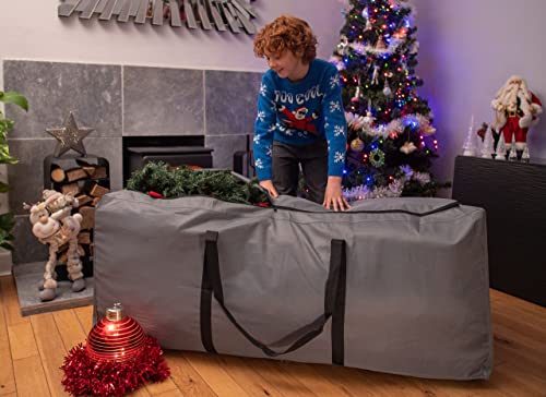 Kingsbridge Christmas Tree Storage Bag XL-Double Stitched Seams on Premium 600D Fabric-For up to 9ft Trees-3 Way Zip for Easy Loading-LxWxH 140cmx45cmx55cm Xmas Tree Storage Bag