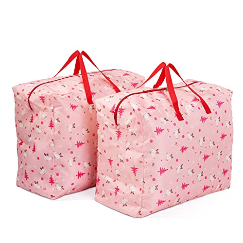 THE TWIDDLERS 2 Large Christmas Storage Bags, 55x46x27.5cm - Heavy Duty Premium 210D Polyester - Ideal for Xmas Trees Ornaments, Baubles & Decorations.