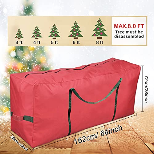 JUNMEIDO Christmas Tree Storage Bag Extra Large Waterproof Christmas Tree Bag with Sturdy Handles and Dual Zipper Disassembled Xmas Tree Protect Bag Storage for Christmas Tree Up to 8ft (162*72*38cm)