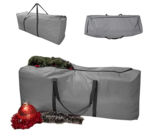 Kingsbridge Christmas Tree Storage Bag XL-Double Stitched Seams on Premium 600D Fabric-For up to 9ft Trees-3 Way Zip for Easy Loading-LxWxH 140cmx45cmx55cm Xmas Tree Storage Bag