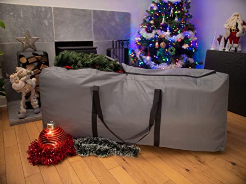 Kingsbridge Christmas Tree Storage Bag XL-Double Stitched Seams on Premium 600D Fabric-For up to 9ft Trees-3 Way Zip for Easy Loading-LxWxH 140cmx45cmx55cm Xmas Tree Storage Bag