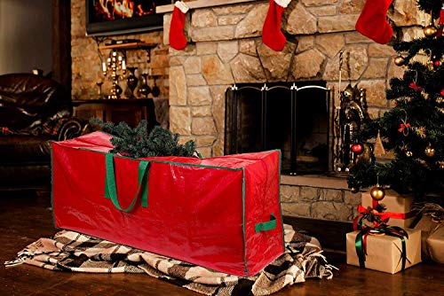 Christmas Tree Storage Bag - Stores Up To 7.5 Foot Disassembled Artificial Xmas Tree, Durable Waterproof Material Zippered Storage Container With Carry Handles