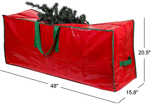 Christmas Tree Storage Bag - Stores Up To 7.5 Foot Disassembled Artificial Xmas Tree, Durable Waterproof Material Zippered Storage Container With Carry Handles