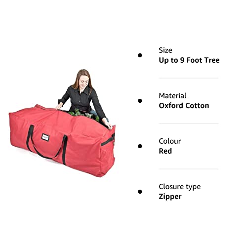 Modo Christmas Tree Red Storage Bag for Trees up to 9 Feet Tall - Heavy Duty