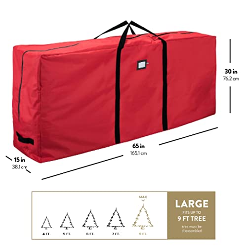 Premium Jumbo Christmas Tree Storage Bag - Fits Up to 9 FT. Tall Artificial Christmas Trees, Durable Handles, Sleek Dual Zipper & Card Slot - Xmas Bag Made of Tear Proof 600D Oxford - 5 Year Warranty
