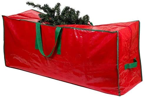 Ram© Red Jumbo Heavy Duty Christmas Tree Storage Bag Fits 9FT Tall Xmas Trees PVC Reinforced Waterproof Xmas Tree Bag Storage Bag
