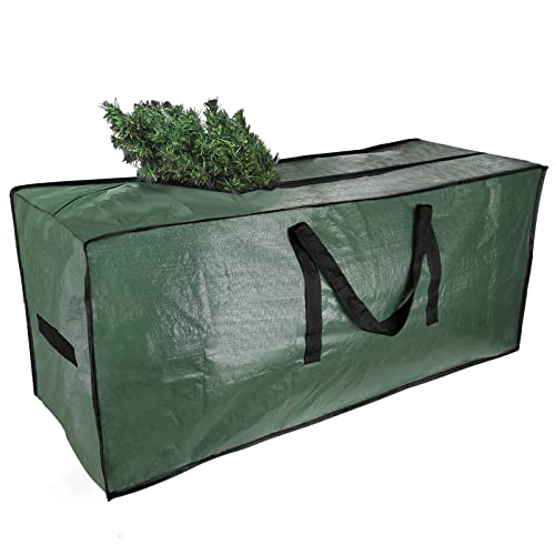 UOUNE Christmas Tree Storage Bag 7.5 Ft - Dual Zippered, Hemming Design & Reinforced Carry Handles Xmas Tree Bag, Waterproof & Dustproof Storage Bag fits 7.5 ft Tall Christmas Trees, Green