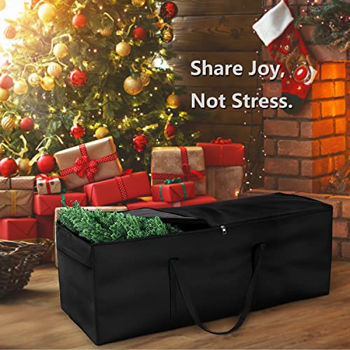 Dokon Christmas Tree Storage Bag - Fits 7.5ft Tall Christmas Trees - Heavy Duty Waterproof Fabric Xmas Tree Bag With Reinforced Handles, Dual Zippered - Protects from Dust, Moisture (125x40x55cm)