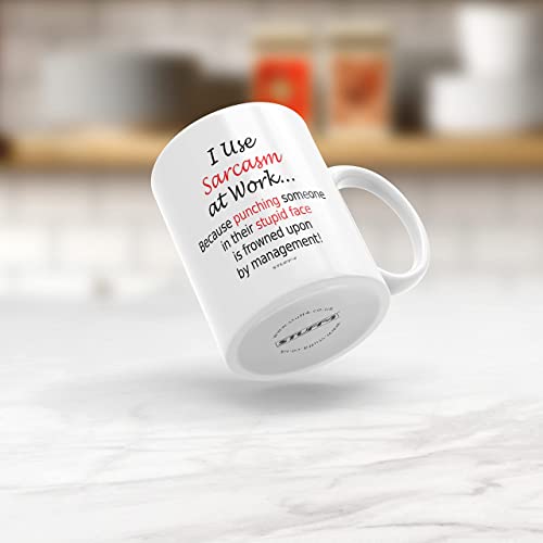 Funny Mugs for Men Women - I Use Sarcasm at Work - Work Desk Novelty Mugs, Mugs for Work Colleagues, Secret Santa Funny Gifts, Great Gift Christmas Birthday Present Idea, 11oz Dishwasher Safe Mug