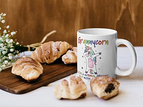 Granny Birthday Gifts - Grannycorn - Best Granny Mugs, Happy Birthday Granny Mug, Special Christmas Gran Gifts from Grandchildren, Funny Xmas Tea Coffee Cup Cups, 11oz Ceramic Dishwasher Safe Mugs
