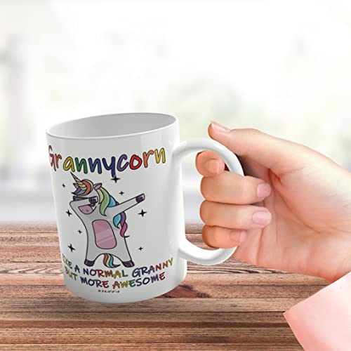 Granny Birthday Gifts - Grannycorn - Best Granny Mugs, Happy Birthday Granny Mug, Special Christmas Gran Gifts from Grandchildren, Funny Xmas Tea Coffee Cup Cups, 11oz Ceramic Dishwasher Safe Mugs