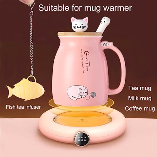 Cat Mug Cute Ceramic Coffee Cup with Lovely Kitty lid Spoon,Morning Cup Tea Milk Christmas Mug 380ML