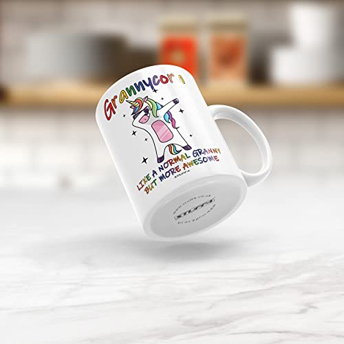 Granny Birthday Gifts - Grannycorn - Best Granny Mugs, Happy Birthday Granny Mug, Special Christmas Gran Gifts from Grandchildren, Funny Xmas Tea Coffee Cup Cups, 11oz Ceramic Dishwasher Safe Mugs