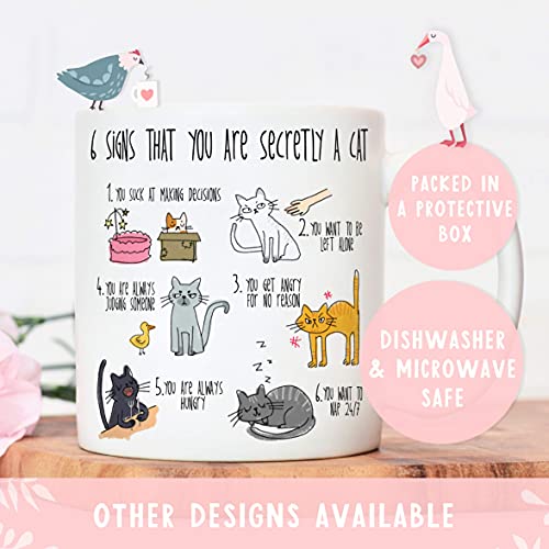 Six Signs You are Secretly a cat Mug | cat Mug for cat Lovers Crazy cat Lady | cat Mugs for Women Men | Gifts for Animal Lovers Christmas Birthday Present
