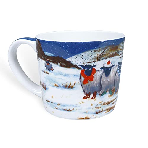 Winter Woolies' Mug in Gift Box by Thomas Joseph - Sheep Ceramic Coffee Cup,10.9 oz
