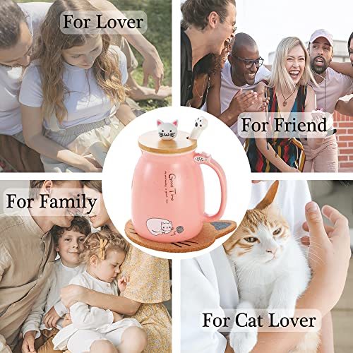 Cat Mug Cute Ceramic Coffee Cup with Lovely Kitty lid Spoon,Morning Cup Tea Milk Christmas Mug 380ML