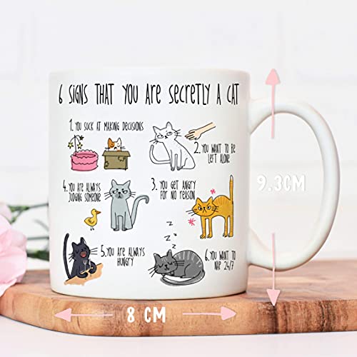 Six Signs You are Secretly a cat Mug | cat Mug for cat Lovers Crazy cat Lady | cat Mugs for Women Men | Gifts for Animal Lovers Christmas Birthday Present