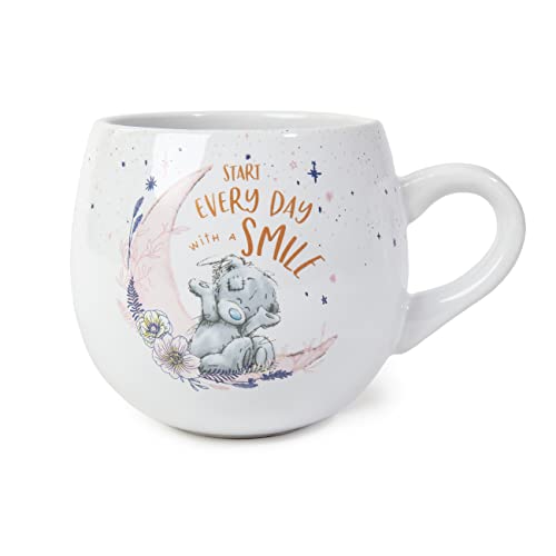 Me To You Ceramic Bear Tatty Teddy Start Every Day with A Smile Large Mug, AGM01069 , Grey, Blue,gold,grey,pink