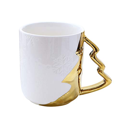 UONO Tea Cup Coffee Mug White and Gold Porcelain Big Mug for All Your Tea Coffee Needs | 380ML | Gift for Men Women and for Everyone
