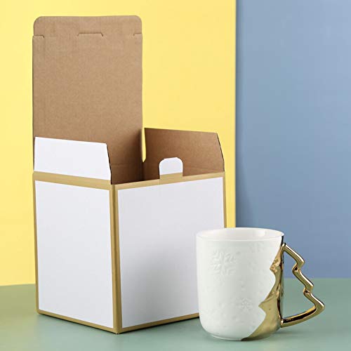 UONO Tea Cup Coffee Mug White and Gold Porcelain Big Mug for All Your Tea Coffee Needs | 380ML | Gift for Men Women and for Everyone