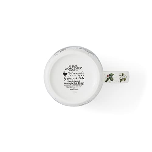 Portmeirion Home & Gifts MMOC5629-XS Dachshund Snow Mug, Bone China, Multi-Colour, 8.5 x 12 x 8 cm