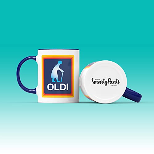 Oldi Woman Mug- Birthdays Christmas Funny Gift Presents Mother's Day Celebration Novelty Coffee Tea Heavy Duty Handle Dino Coated Dishwasher/Microwave Safe Sublimation Ceramic (Colbalt Handle Prime)