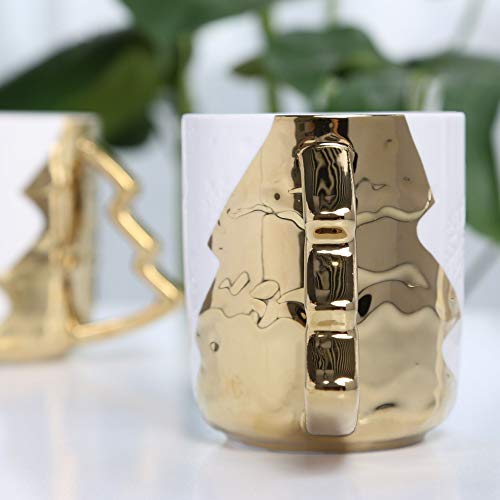 UONO Tea Cup Coffee Mug White and Gold Porcelain Big Mug for All Your Tea Coffee Needs | 380ML | Gift for Men Women and for Everyone
