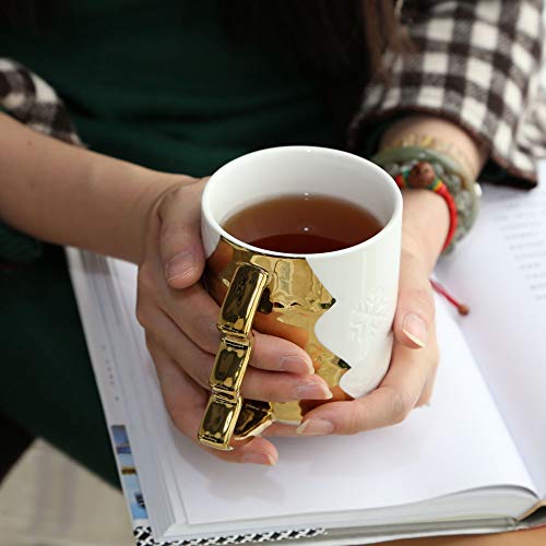 UONO Tea Cup Coffee Mug White and Gold Porcelain Big Mug for All Your Tea Coffee Needs | 380ML | Gift for Men Women and for Everyone