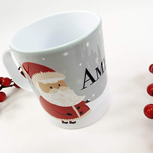 The Supreme Gift Company Personalised Unbreakable Cup, Vintage Christmas Santa Kids Drinks Juice Mug BPA FREE
