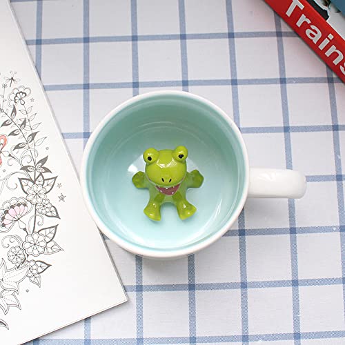 AMRIU 3D Animal Coffee Mug Cute Frog Ceramic Mug Unique Hand Painted Novelty 3D Animal Cups,Christmas Birthday Gift for Boys Girls Kids Women Men