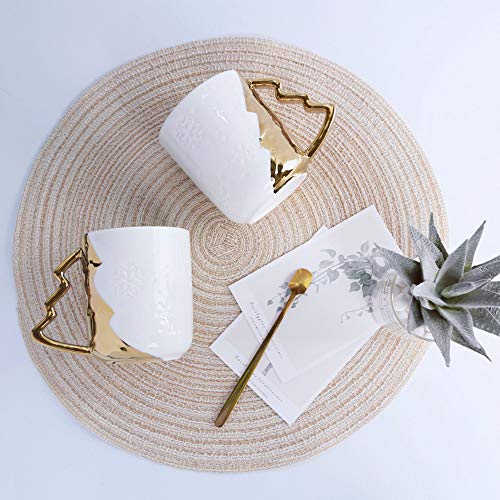 UONO Tea Cup Coffee Mug White and Gold Porcelain Big Mug for All Your Tea Coffee Needs | 380ML | Gift for Men Women and for Everyone