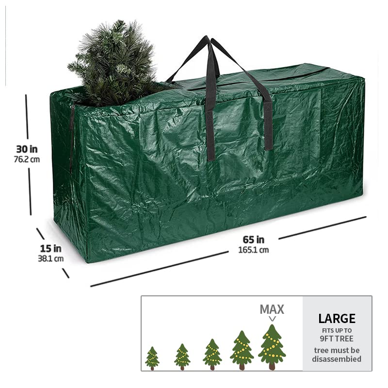 Ram® Green Jumbo Heavy Duty Christmas Tree Storage Bag Fits 9FT Tall Xmas Trees PVC Reinforced Waterproof Xmas Tree Bag Storage Bag