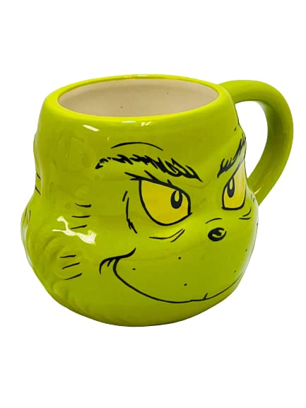Divas World The Grinch 3D Face Coffee Mug-Tea Coffee Novelty Cup Gift-Merry Grinchmas-Dr Seuss-Christmas Xmas Stocking Filler