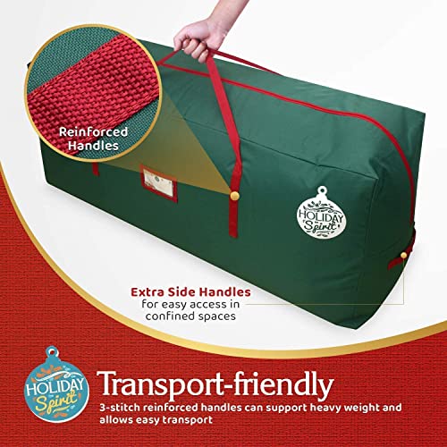 HOLIDAY SPIRIT Christmas Tree Storage Bag For Trees. Heavy-Duty 600D Oxford Material With Durable Reinforced Handles & Zipper, Waterproof Material Protects from the Elements (Green, Fits a 7.5FT Tree)
