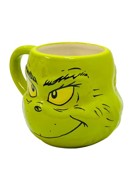 Divas World The Grinch 3D Face Coffee Mug-Tea Coffee Novelty Cup Gift-Merry Grinchmas-Dr Seuss-Christmas Xmas Stocking Filler