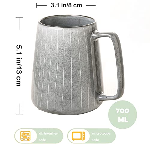 Large Ceramics Coffee Mugs，24 OZ/700ml Extra Large Cups, for Cappuccino, Latte, Hot Cocoa Or Hot Tea -Gift for Birthday/Christmas/Valentine's (24 OZ Gray)