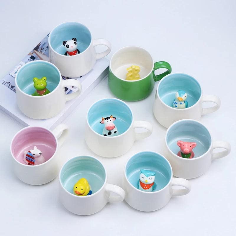 AMRIU 3D Animal Coffee Mug Cute Frog Ceramic Mug Unique Hand Painted Novelty 3D Animal Cups,Christmas Birthday Gift for Boys Girls Kids Women Men